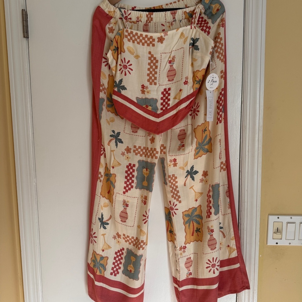 NWT Siena Sky 2 piece Linen Rayon Pants and CamisoleTop Large